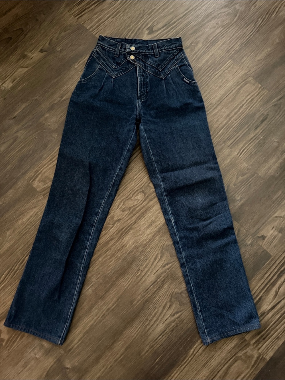 Rockies High-Rise Dark Indigo Jeans with Double Button
